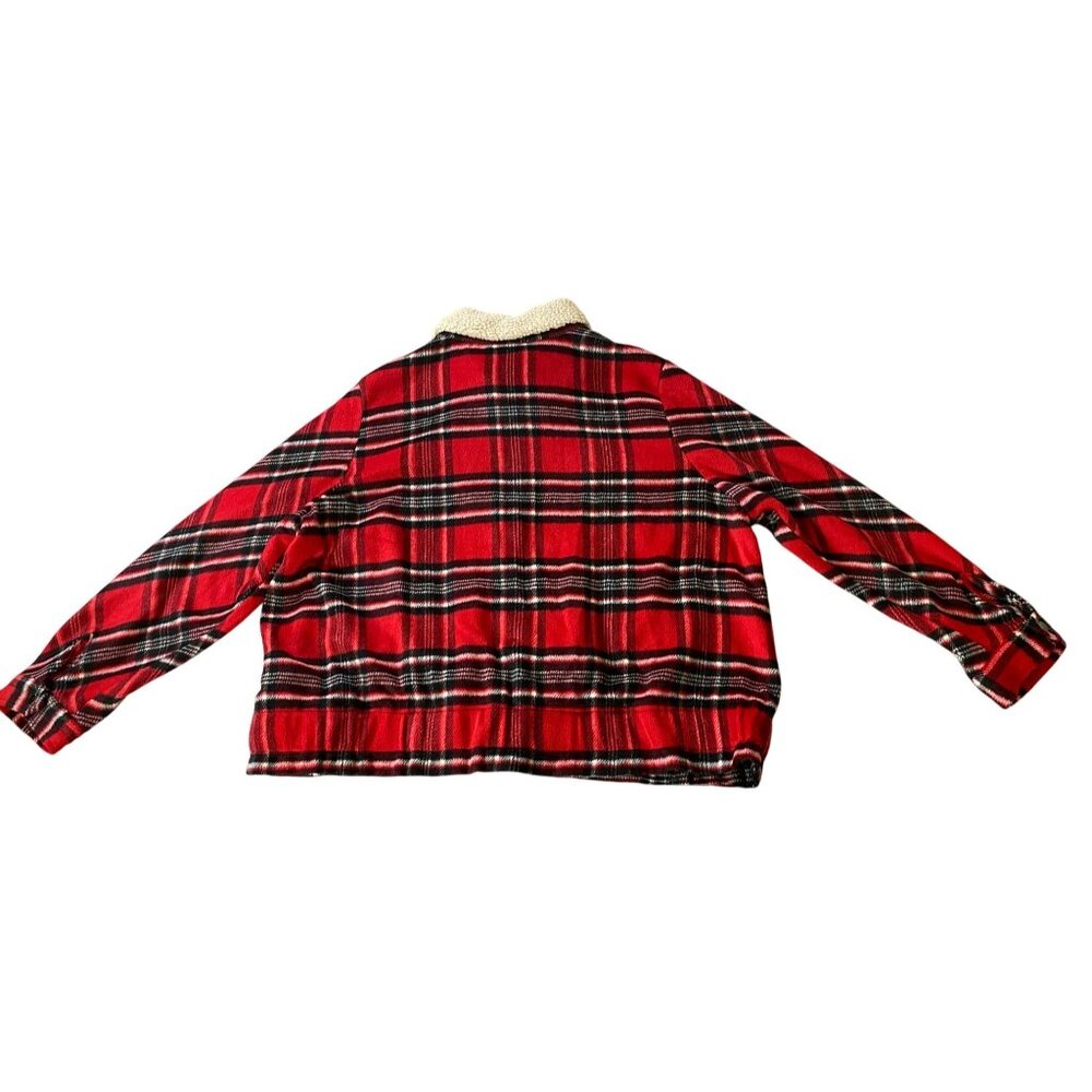 CJ Banks Red & Black Plaid Sherpa Collar Jacket 2X - Picture 2 of 10